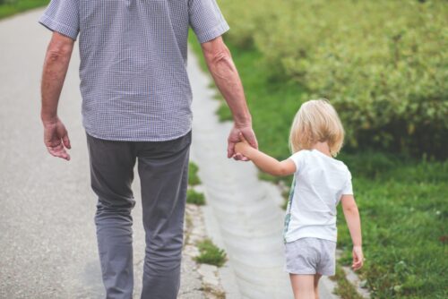 A grandfather and grandchild holding hands while taking a walk together, symbolizing intergenerational connection and care, evokes thoughts about enduring family bonds similar to the support one might seek from a divorce lawyer