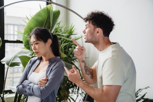 man yelling at partner