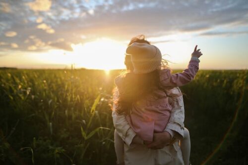 woman holding child